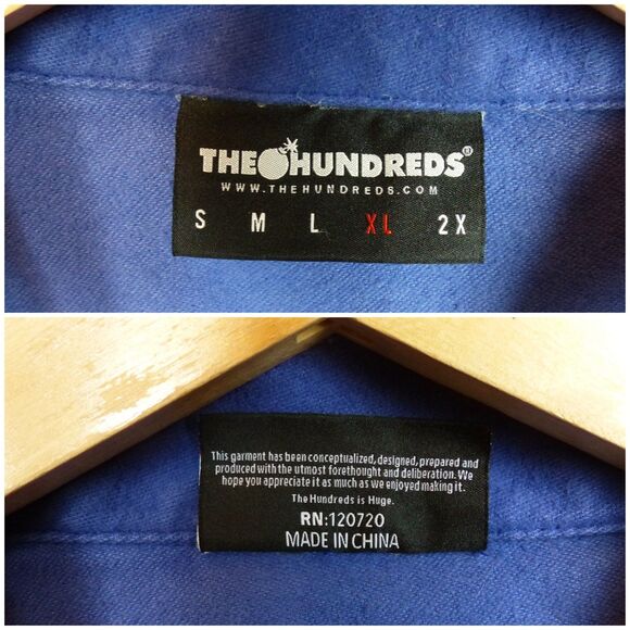 The Hundreds Chore Jacket Mens XL Blue Lens Work Utility Coat Cotton Twill Skate - Picture 3 of 13